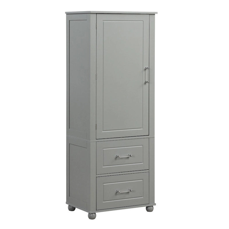 61.4  Tall Bathroom Storage Cabinet, Two Drawers and Adjustable Shelf