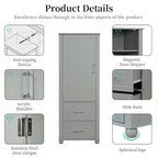 61.4  Tall Bathroom Storage Cabinet, Two Drawers and Adjustable Shelf