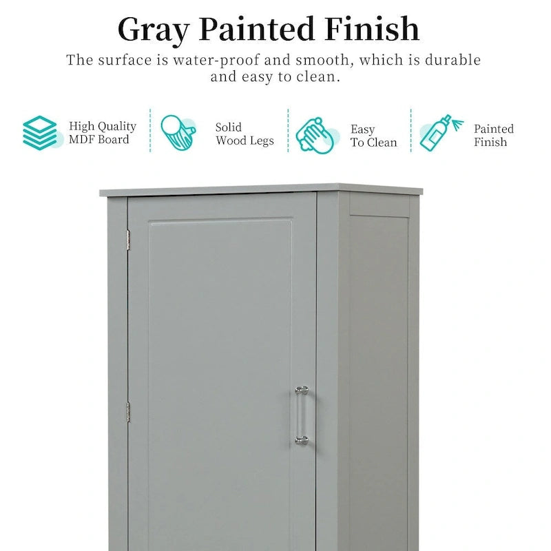 61.4  Tall Bathroom Storage Cabinet, Two Drawers and Adjustable Shelf