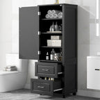 61.4  Tall Bathroom Storage Cabinet, Two Drawers and Adjustable Shelf