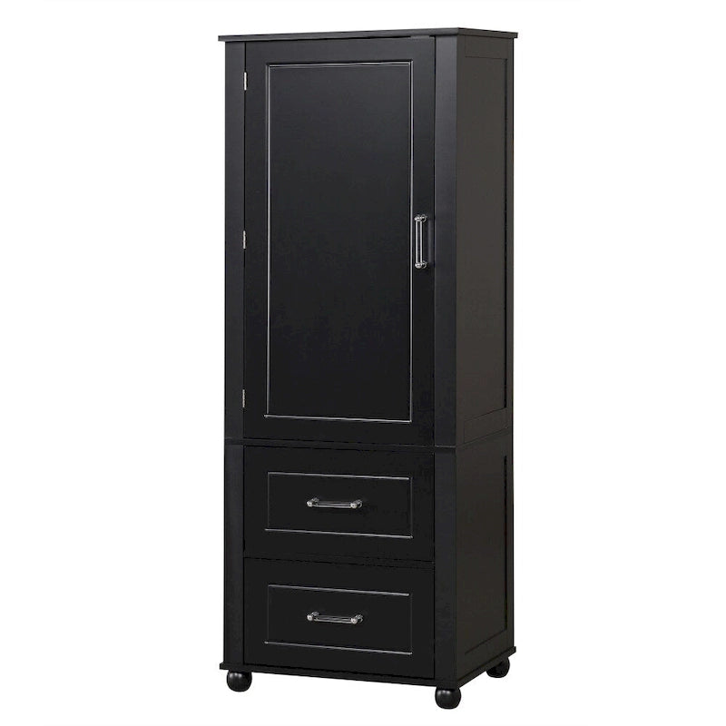 61.4  Tall Bathroom Storage Cabinet, Two Drawers and Adjustable Shelf