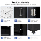 61.4  Tall Bathroom Storage Cabinet, Two Drawers and Adjustable Shelf