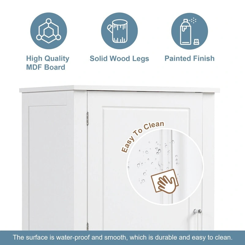 61.4  Tall Bathroom Storage Cabinet, Two Drawers and Adjustable Shelf