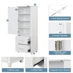 61.4  Tall Bathroom Storage Cabinet, Two Drawers and Adjustable Shelf