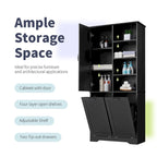 Bathroom Storage Cabinet with Doors, Drawers & Tilt-Out Laundry Hamper