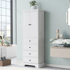 23.6 in. W x 15.7 in. D x 68.1 in. H Linen Cabinet with 2 Doors and 4 Drawers