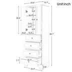 23.6 in. W x 15.7 in. D x 68.1 in. H Linen Cabinet with 2 Doors and 4 Drawers