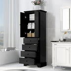 23.6 in. W x 15.7 in. D x 68.1 in. H Linen Cabinet with 2 Doors and 4 Drawers