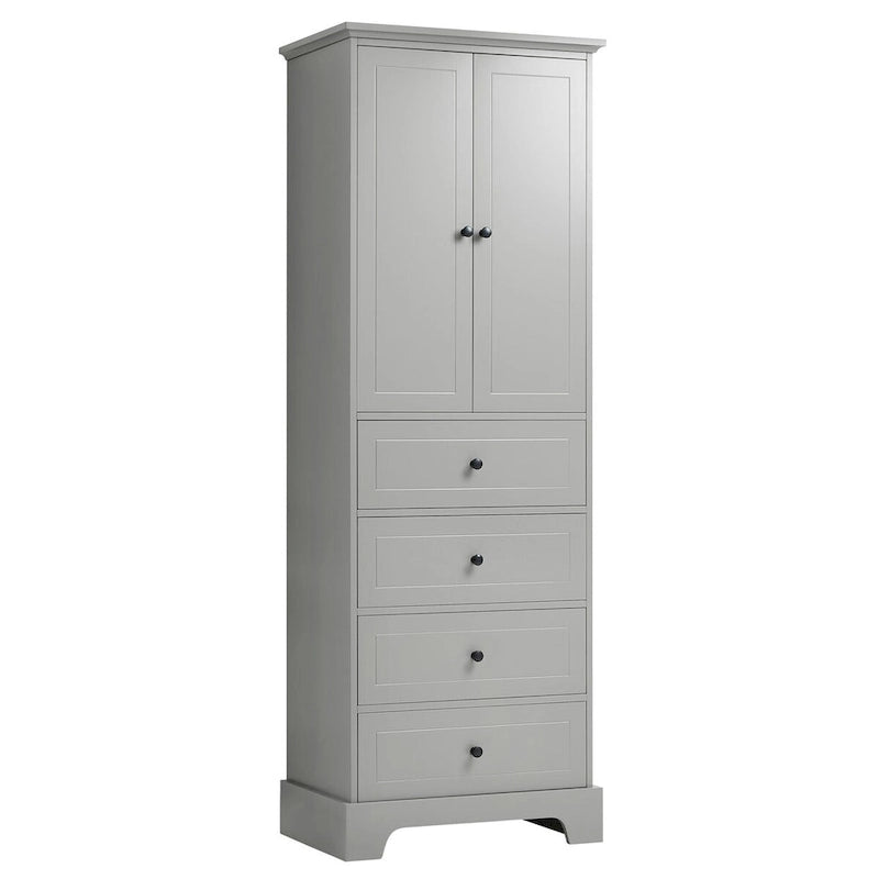 23.6 in. W x 15.7 in. D x 68.1 in. H Linen Cabinet with 2 Doors and 4 Drawers