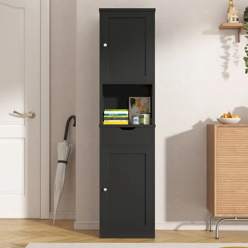 Futzca Tall Bathroom Storage Cabine, 64H Freestanding Narrow Storage Pantry Cabinet