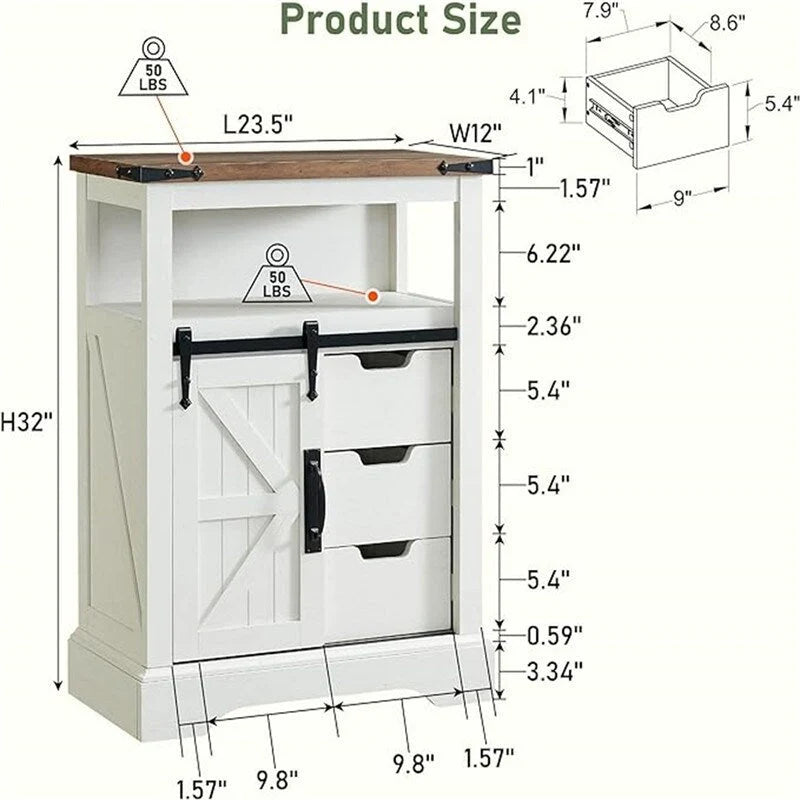 Bathroom Floor Cabinet - 12 D x 23.5 W x 32 H