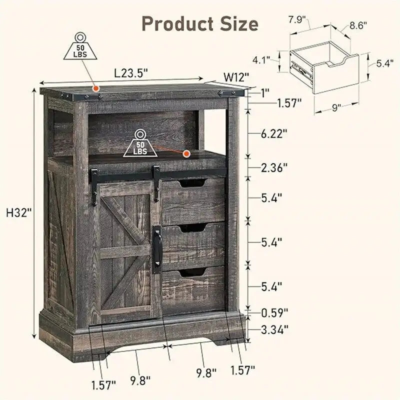 Bathroom Floor Cabinet - 12 D x 23.5 W x 32 H