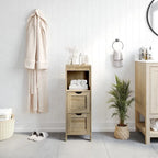 Farmhouse Bathroom Storage Organizer with Drawers and Open Shelf