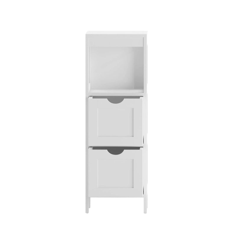 Farmhouse Bathroom Storage Organizer with Drawers and Open Shelf