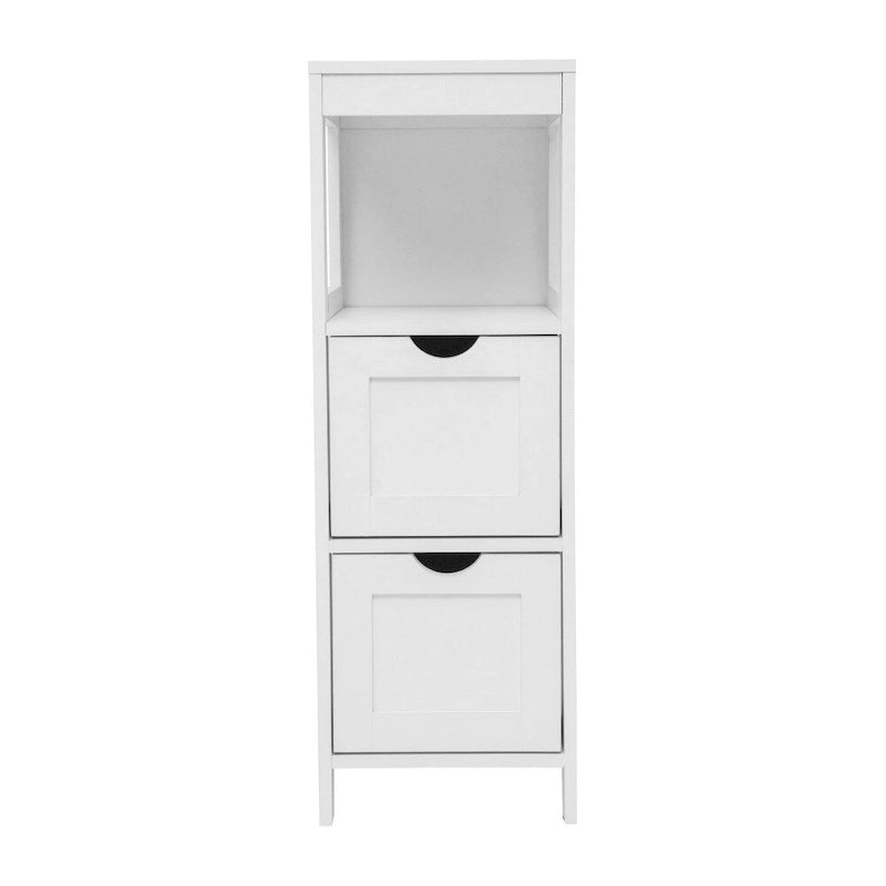 Farmhouse Bathroom Storage Organizer with Drawers and Open Shelf