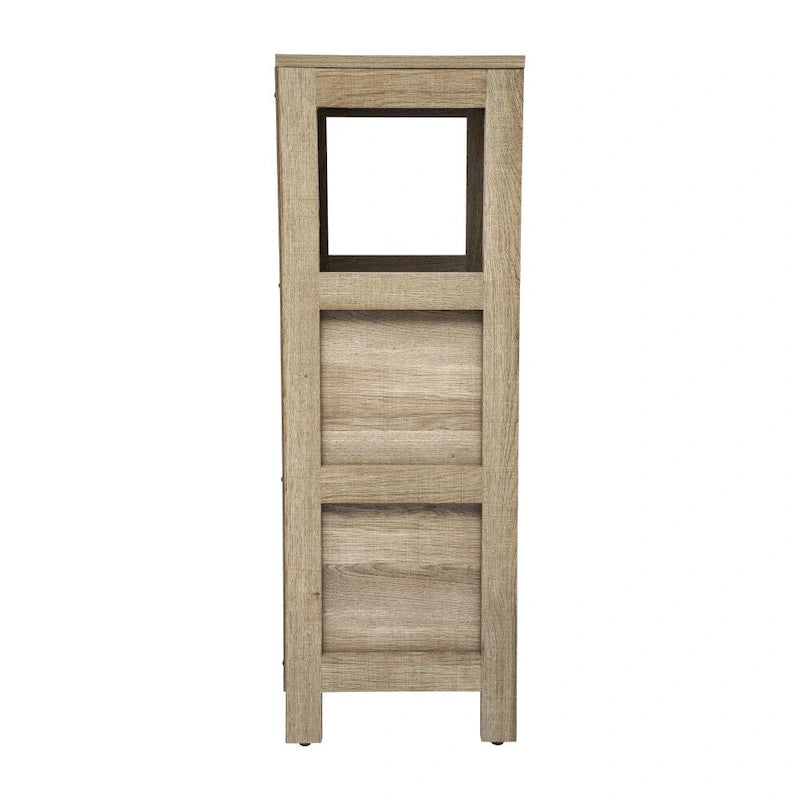 Farmhouse Bathroom Storage Organizer with Drawers and Open Shelf