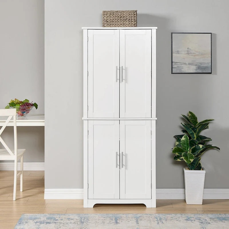 67  Tall MDF 4-door Bathroom Storage Cabinet with Adjustable Shelves - 28  X 67 