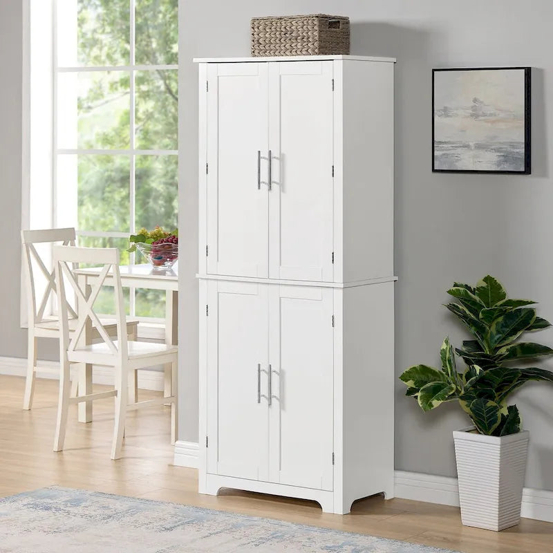 67  Tall MDF 4-door Bathroom Storage Cabinet with Adjustable Shelves - 28  X 67