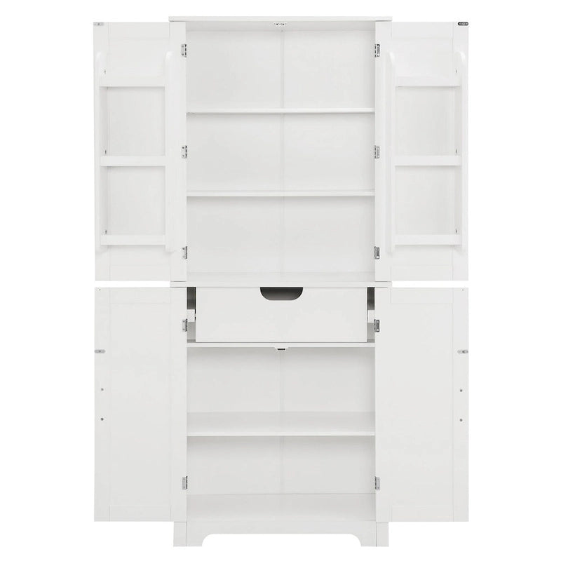 67  Tall MDF 4-door Bathroom Storage Cabinet with Adjustable Shelves - 28  X 67