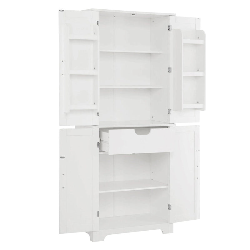 67  Tall MDF 4-door Bathroom Storage Cabinet with Adjustable Shelves - 28  X 67
