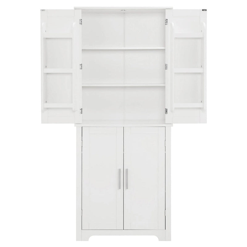 67  Tall MDF 4-door Bathroom Storage Cabinet with Adjustable Shelves - 28  X 67