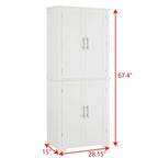 67  Tall MDF 4-door Bathroom Storage Cabinet with Adjustable Shelves - 28  X 67