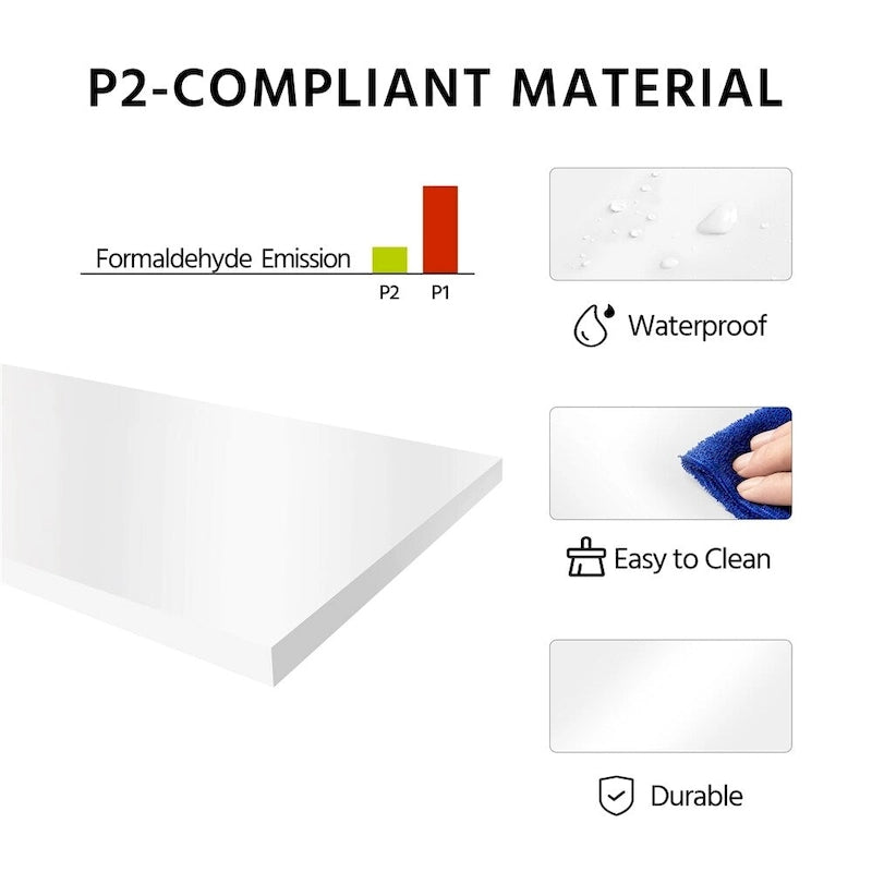 Yaheetech Freestanding Storage Cabinet Kitchen Cupboard with Glass Door, White - N/A