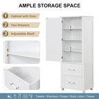 Bathroom Freestanding Storage Cabinet with Drawers and Adjustable Shelf