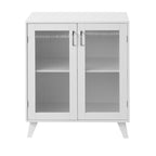2-Glass Door Bathroom Cabinet, Modern White Cupboard Storage Organizer with Adjustable Shelf - 27  W x 32  H x 15  D