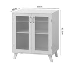 2-Glass Door Bathroom Cabinet, Modern White Cupboard Storage Organizer with Adjustable Shelf - 27  W x 32  H x 15  D