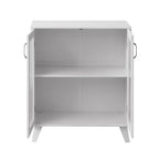 2-Glass Door Bathroom Cabinet, Modern White Cupboard Storage Organizer with Adjustable Shelf - 27  W x 32  H x 15  D