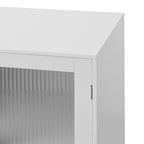 2-Glass Door Bathroom Cabinet, Modern White Cupboard Storage Organizer with Adjustable Shelf - 27  W x 32  H x 15  D