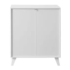 2-Glass Door Bathroom Cabinet, Modern White Cupboard Storage Organizer with Adjustable Shelf - 27  W x 32  H x 15  D