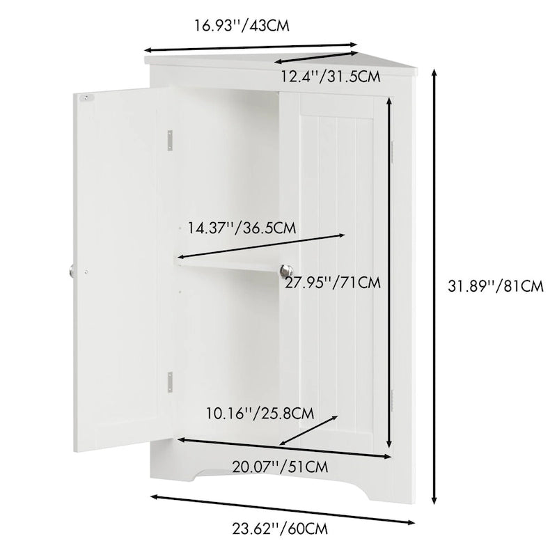 Floor Corner Cabinet with 2 Doors and Adjustable Shelves