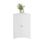 Floor Corner Cabinet with 2 Doors and Adjustable Shelves