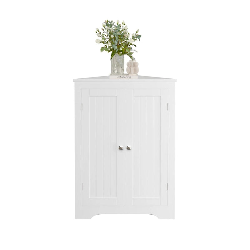 Floor Corner Cabinet with 2 Doors and Adjustable Shelves