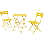 3pc Metal Folding Bistro Set, Weather-Resistant Outdoor/Indoor Conversation Set for Patio, Yard, Garden