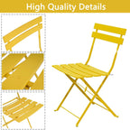 3pc Metal Folding Bistro Set, Weather-Resistant Outdoor/Indoor Conversation Set for Patio, Yard, Garden