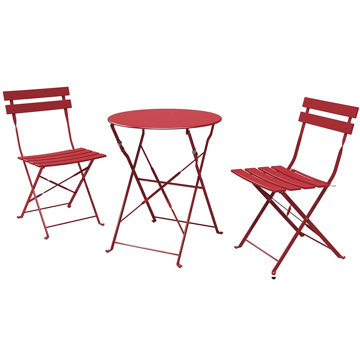 3pc Metal Folding Bistro Set, Weather-Resistant Outdoor/Indoor Conversation Set for Patio, Yard, Garden