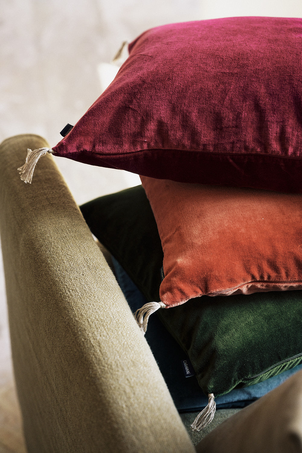 Washed velvet cushion cover