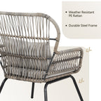 3 Piece Outdoor Wicker Conversation Bistro Set, All-Weather Rattan Furniture Patio Chairs Set with Cushions