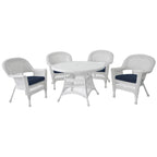 5-piece White Resin Wicker Dining Set