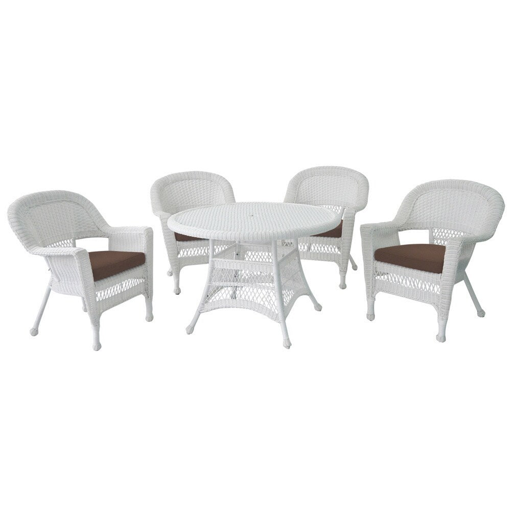 5-piece White Resin Wicker Dining Set