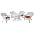 5-piece White Resin Wicker Dining Set